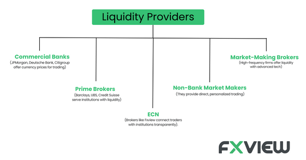 An illustrative example of what are the different type of liquidity providers